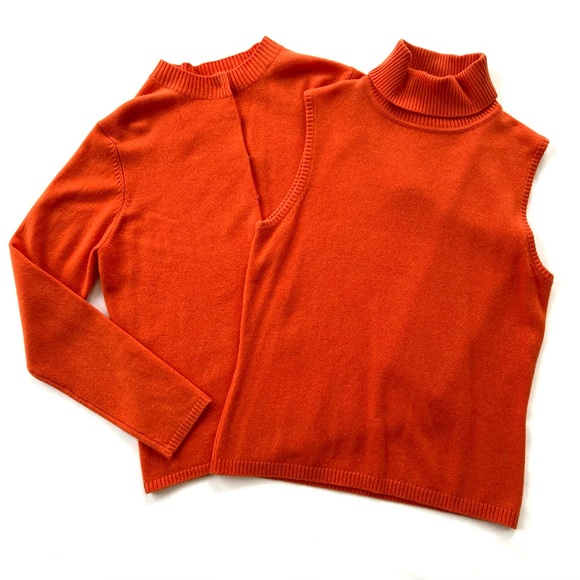 Barney’s New York Co-op Burnt Orange Cashmere Sweater Set Women’s Size L - Picture 1 of 16
